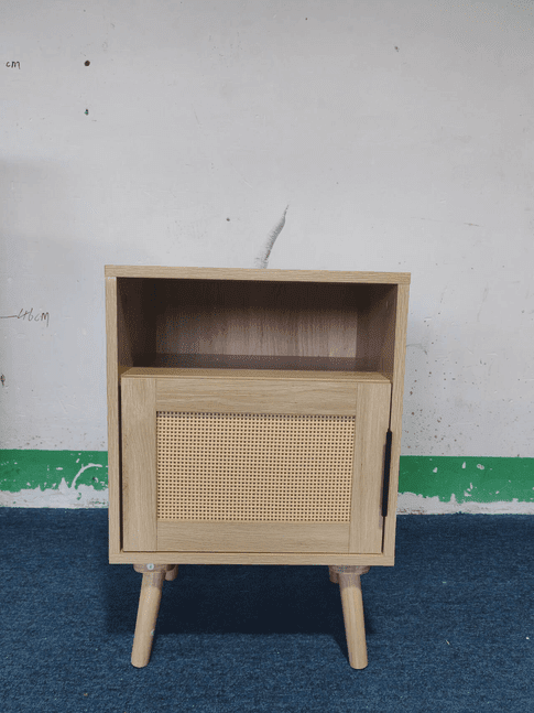 22.83'' H Rattan Nightstand, Side Table with Door Open Shelf