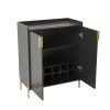 2 doors home wine bar cabinet with wine rack & adjustable storage shelf,