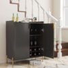 2 doors home wine bar cabinet with wine rack & adjustable storage shelf,