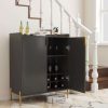 2 doors home wine bar cabinet with wine rack & adjustable storage shelf,