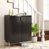 2 doors home wine bar cabinet with wine rack & adjustable storage shelf,