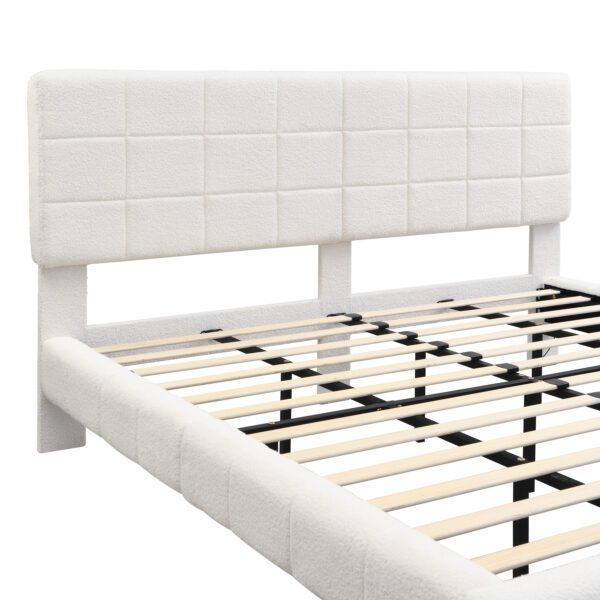 White Boucle Floating Bed with Light