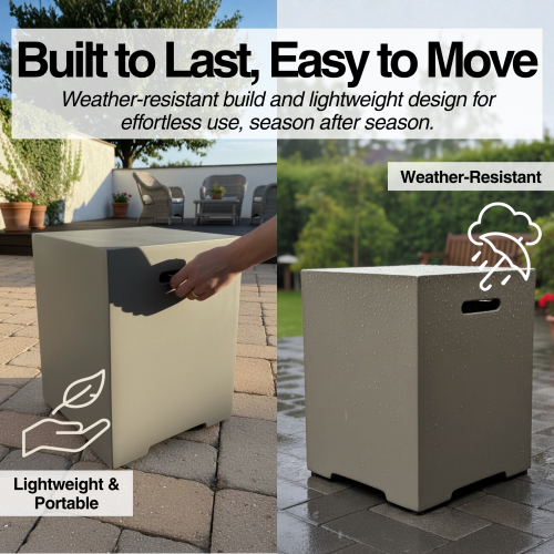 Propane Tank Cover 16 Inch, 20 LB Outdoor Tank Storage Hideaway Table for Gas Fire Pits