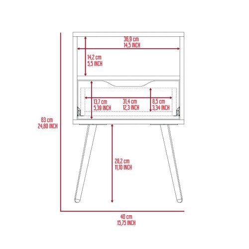 Otom Nightstand , Superior Top, One Open Shelf