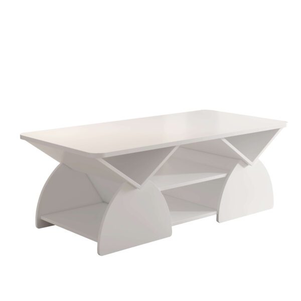 Engineered wood rounded corner rectangular coffee table for living room