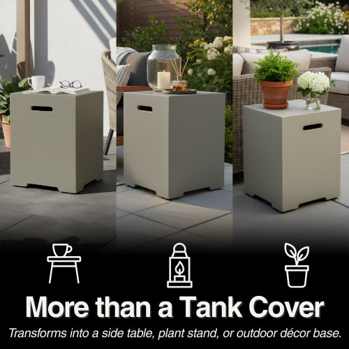 Propane Tank Cover 16 Inch, 20 LB Outdoor Tank Storage Hideaway Table for Gas Fire Pits