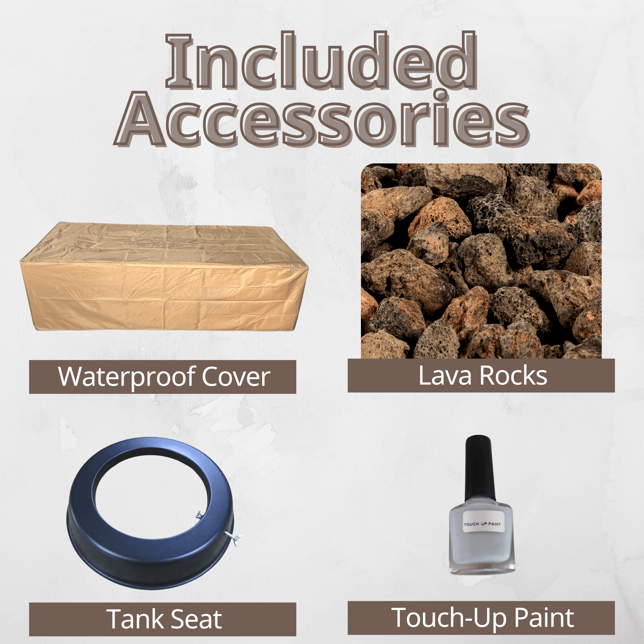 Outdoor Rectangle Propane Fire Pit Table 60inch, 60,000 BTU Concrete Fire Table with Waterproof Cover, Auto-Ignition, Free Lava Rocks,White