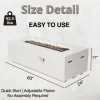 Outdoor Rectangle Propane Fire Pit Table 60inch, 60,000 BTU Concrete Fire Table with Waterproof Cover, Auto-Ignition, Free Lava Rocks,White