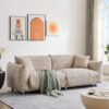 Oversized Loveseat Sofa for Living Room, Sherpa Sofa with Metal Legs