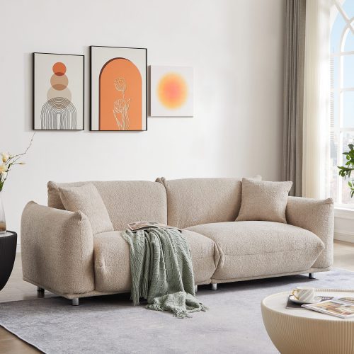 Oversized Loveseat Sofa for Living Room, Sherpa Sofa with Metal Legs