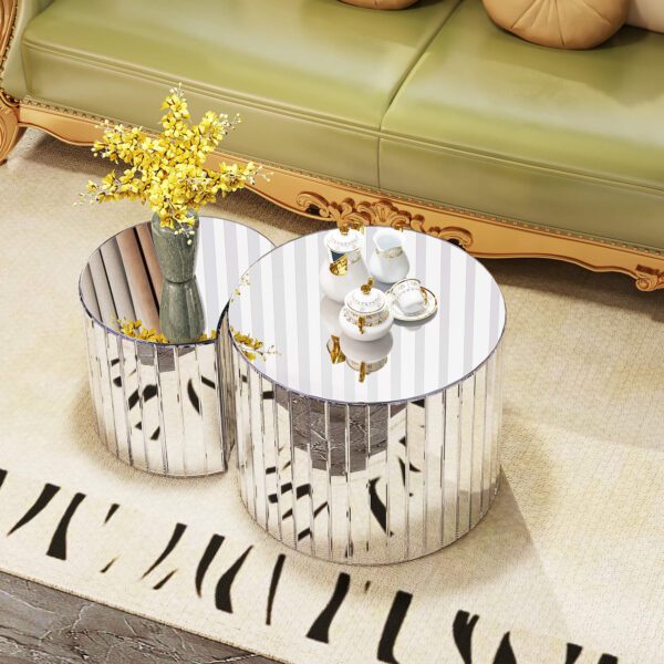 Luxury mirror coffee table - silver modern living room furniture Small coffee table suitable for modern home furniture sofa decoration