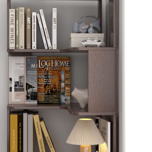 6 Tier Freestanding L-Shaped Corner Bookshelf For Living Room