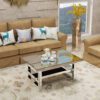 Modern square luxury coffee table home tempered glass tea table living room balcony simple table simple small apartment