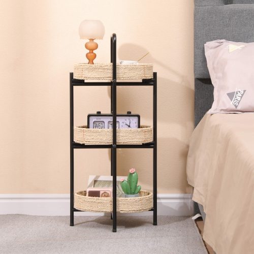 3 Tiers Tray Tables Paper Rope Woven