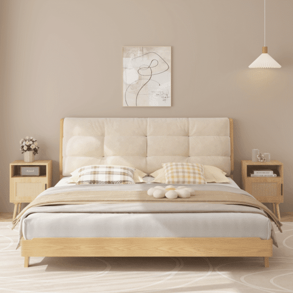 22.83'' H Rattan Nightstand, Side Table with Door Open Shelf