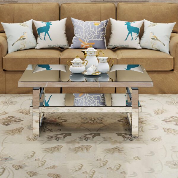 Modern square luxury coffee table home tempered glass tea table living room balcony simple table simple small apartment