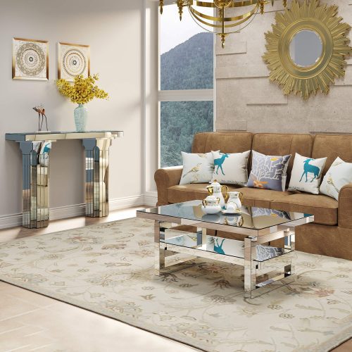 Modern square luxury coffee table home tempered glass tea table living room balcony simple table simple small apartment