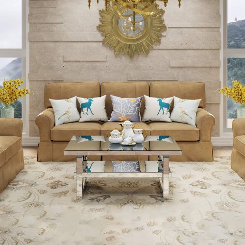 Modern square luxury coffee table home tempered glass tea table living room balcony simple table simple small apartment