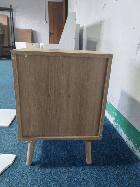 22.83'' H Rattan Nightstand, Side Table with Door Open Shelf