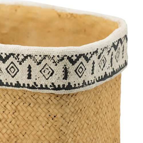 Set of 2 Rectangular Basket Planters with Geometric Trim,