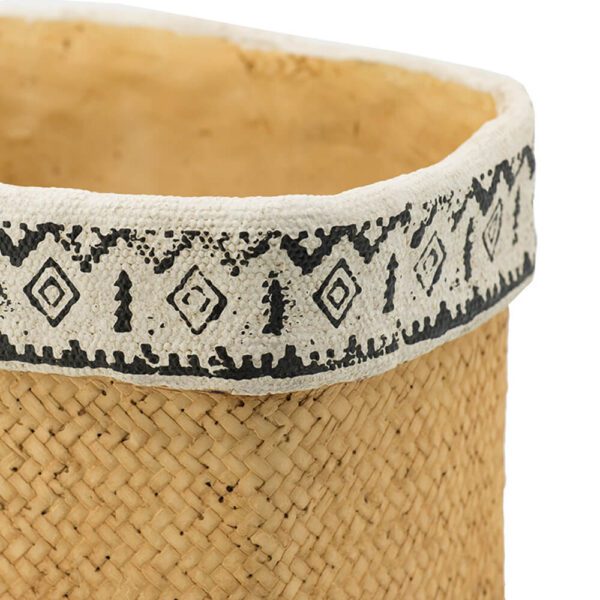 Set of 2 Rectangular Basket Planters with Geometric Trim,