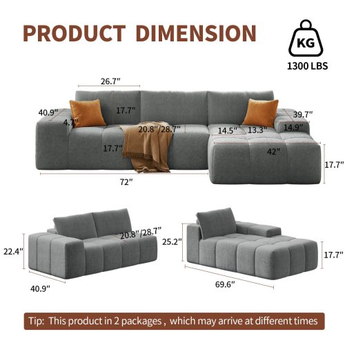 L-shaped modular combination sofa