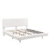 White Boucle Floating Bed with Light