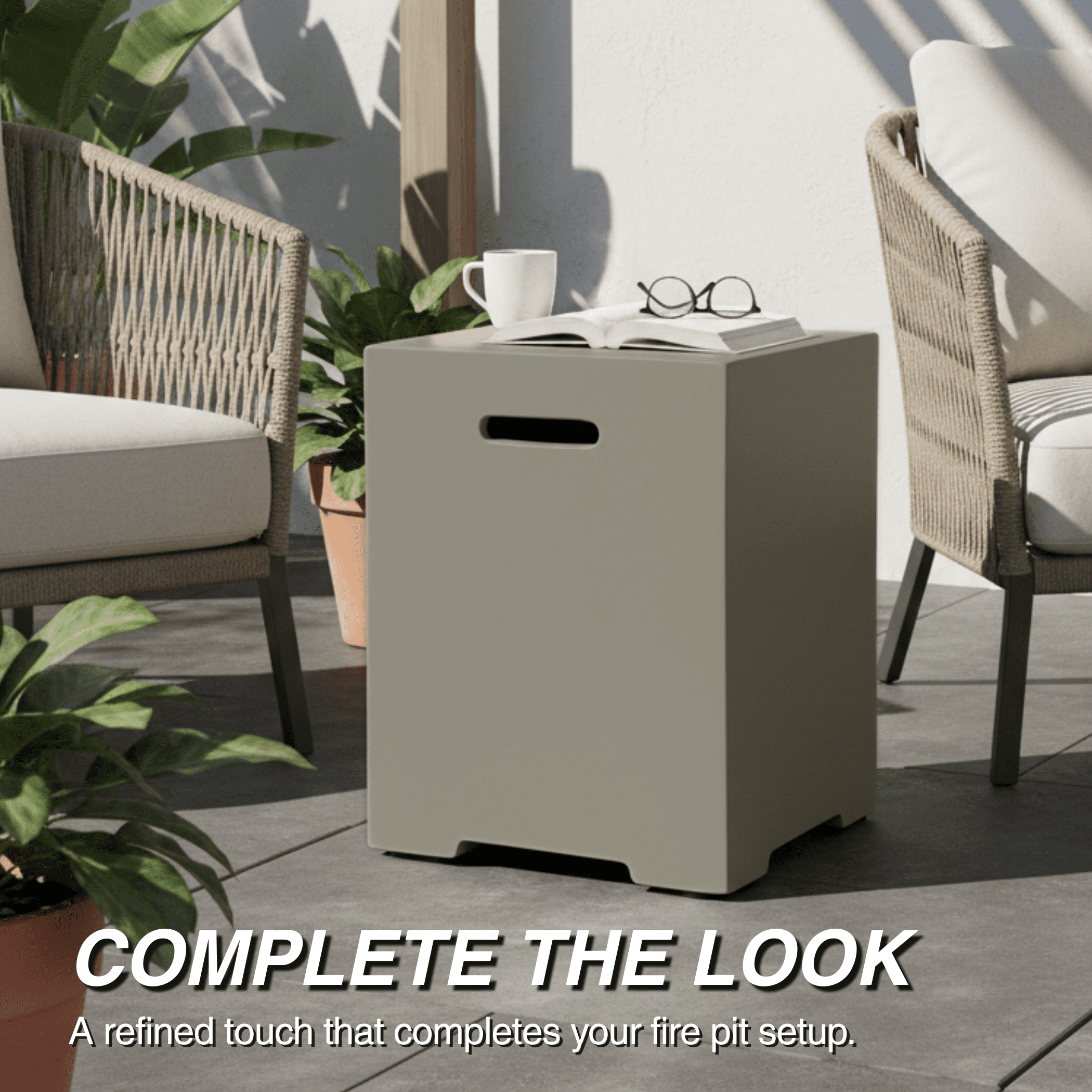 Propane Tank Cover 16 Inch, 20 LB Outdoor Tank Storage Hideaway Table for Gas Fire Pits