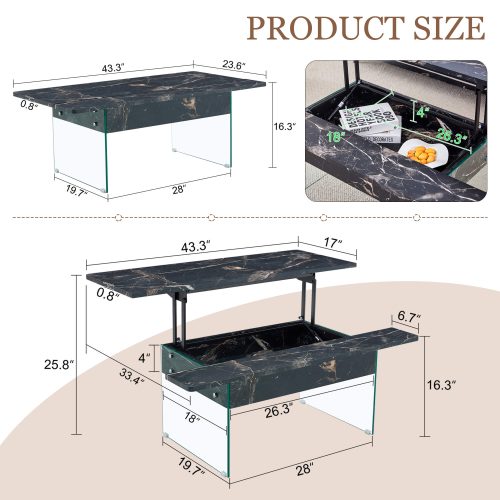 43.3-inch Lift-Top Coffee Table w/Storage