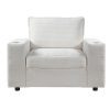 42.8" Oversized Chaise Lounge Chair with Storage Ottoman, Corduroy Sofa Bed with Cup Holders & USB Charging Port
