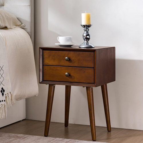 Nightstand with 2-Drawers, Small Side End Table with Storage