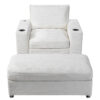 42.8" Oversized Chaise Lounge Chair with Storage Ottoman, Corduroy Sofa Bed with Cup Holders & USB Charging Port