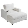 42.8" Oversized Chaise Lounge Chair with Storage Ottoman, Corduroy Sofa Bed with Cup Holders & USB Charging Port