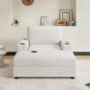 42.8" Oversized Chaise Lounge Chair with Storage Ottoman, Corduroy Sofa Bed with Cup Holders & USB Charging Port
