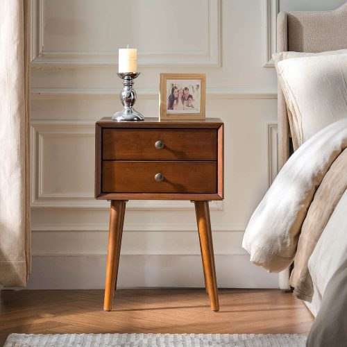Nightstand with 2-Drawers, Small Side End Table with Storage