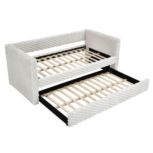 Upholstered sofa bed,The bottom pulls out to form a bed