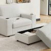 42.8" Oversized Chaise Lounge Chair with Storage Ottoman, Corduroy Sofa Bed with Cup Holders & USB Charging Port