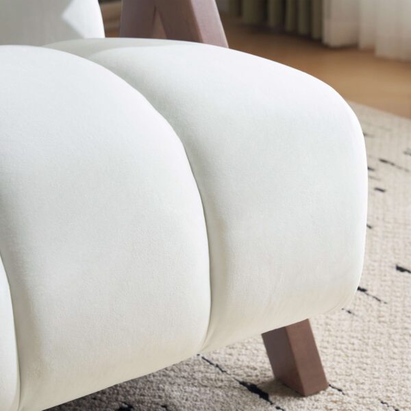 Mid Century Modern Accent Chair with Solid Wood Frame