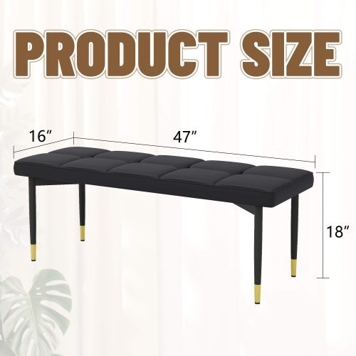 47*16 Inch Multifunctional Black Shoe Bench - Faux PU Cushion