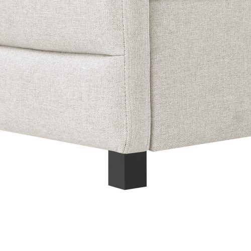 Twin Size Daybed with Trundle Upholstered Tufted Sofa Bed, Linen Fabric, Beige (82.5"x42.5"x34")