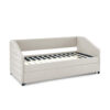 Twin Size Daybed with Trundle Upholstered Tufted Sofa Bed, Linen Fabric, Beige (82.5"x42.5"x34")