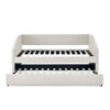 Twin Size Daybed with Trundle Upholstered Tufted Sofa Bed, Linen Fabric, Beige (82.5"x42.5"x34")