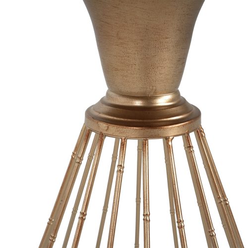 HOLLOW EDGE RETRO ART PINE SIDE TABLE, ANTIQUE GOLD + NATURAL COLOR