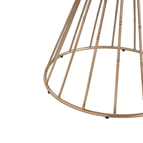 HOLLOW EDGE RETRO ART PINE SIDE TABLE, ANTIQUE GOLD + NATURAL COLOR