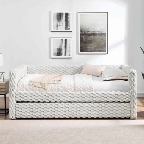 Upholstered sofa bed,The bottom pulls out to form a bed