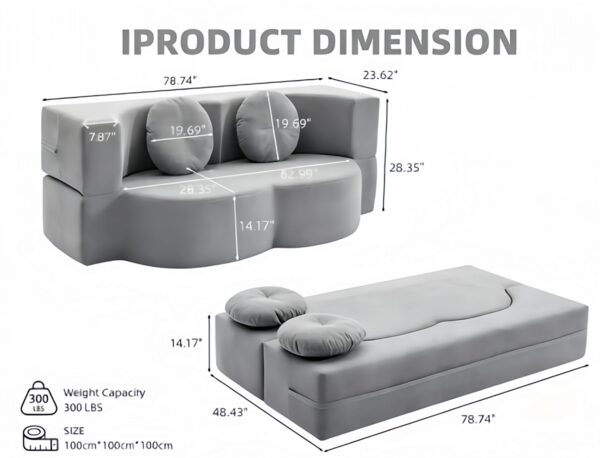Convertible Plush Corduroy Foam-Filled Sleeper Sofa Bed