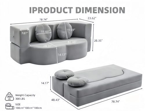 Convertible Plush Corduroy Foam-Filled Sleeper Sofa Bed