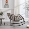 Spun-polyester Outdoor Rattan Rocking Chair,Padded Cushion Rocker Recliner Chair Outdoor for Front Porch