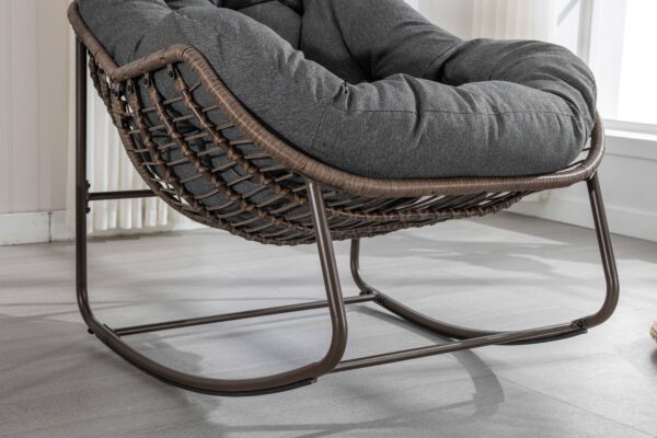 Spun-polyester Outdoor Rattan Rocking Chair,Padded Cushion Rocker Recliner Chair Outdoor for Front Porch