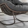 Spun-polyester Outdoor Rattan Rocking Chair,Padded Cushion Rocker Recliner Chair Outdoor for Front Porch